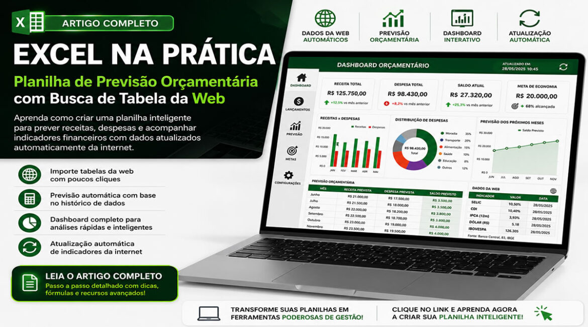 Como Criar uma Planilha de Previsão Orçamentária com Atualização Automática de Dados da Web no Excel