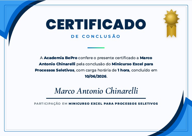 certicado min curso excel