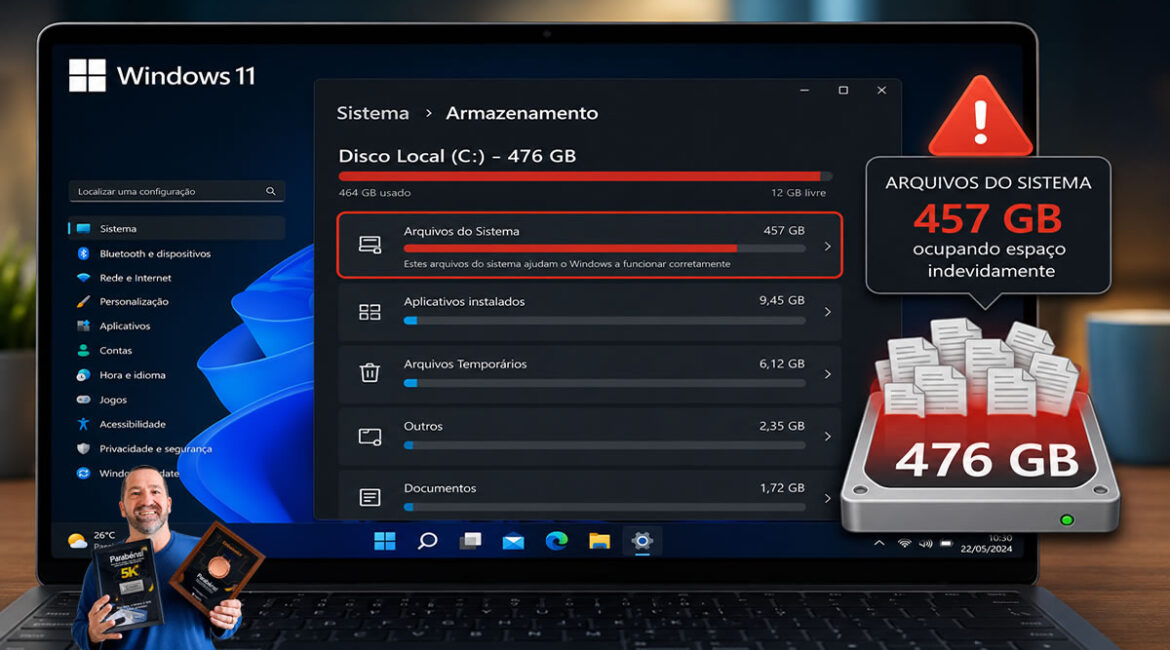 Bug faz Windows 11 ocupar até 500 GB de armazenamento com arquivos desnecessários