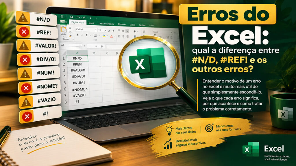 Erros do Excel: qual a diferença entre #N/D, #REF! e os outros erros