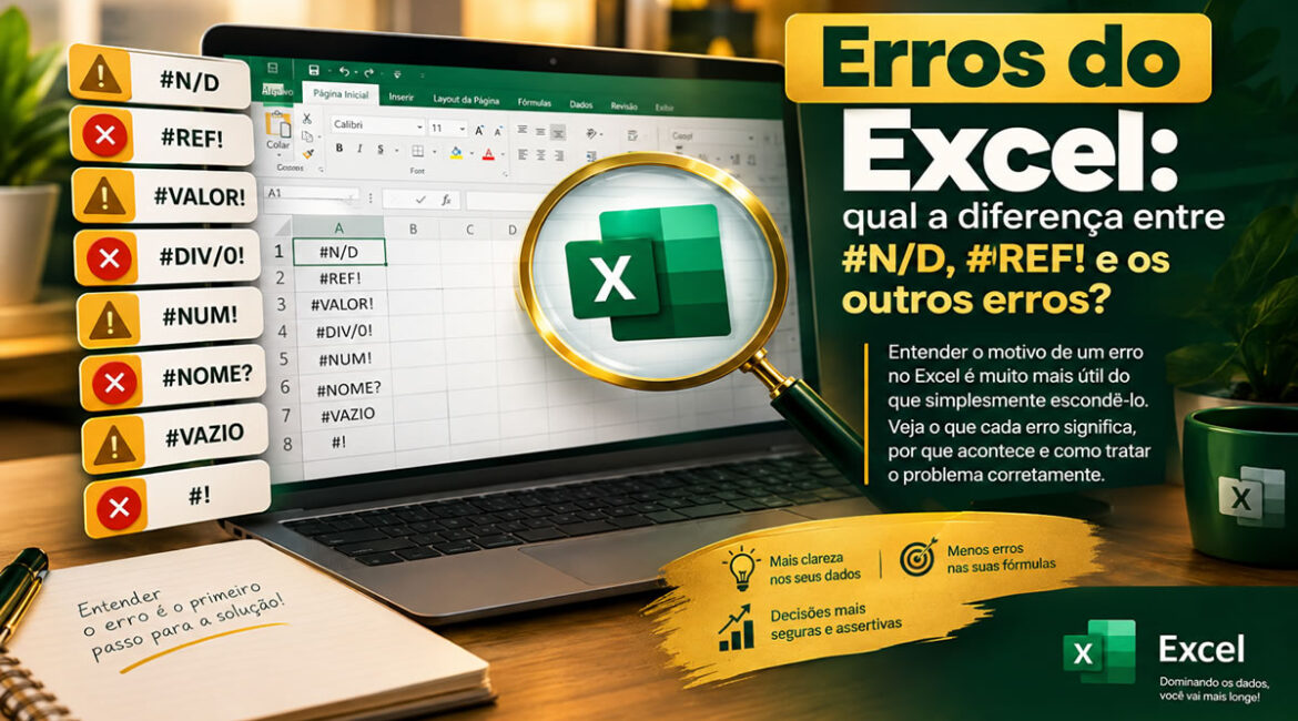 Erros do Excel: qual a diferença entre #N/D, #REF! e os outros erros