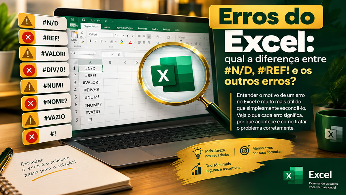 Erros do Excel: qual a diferença entre #N/D, #REF! e os outros erros